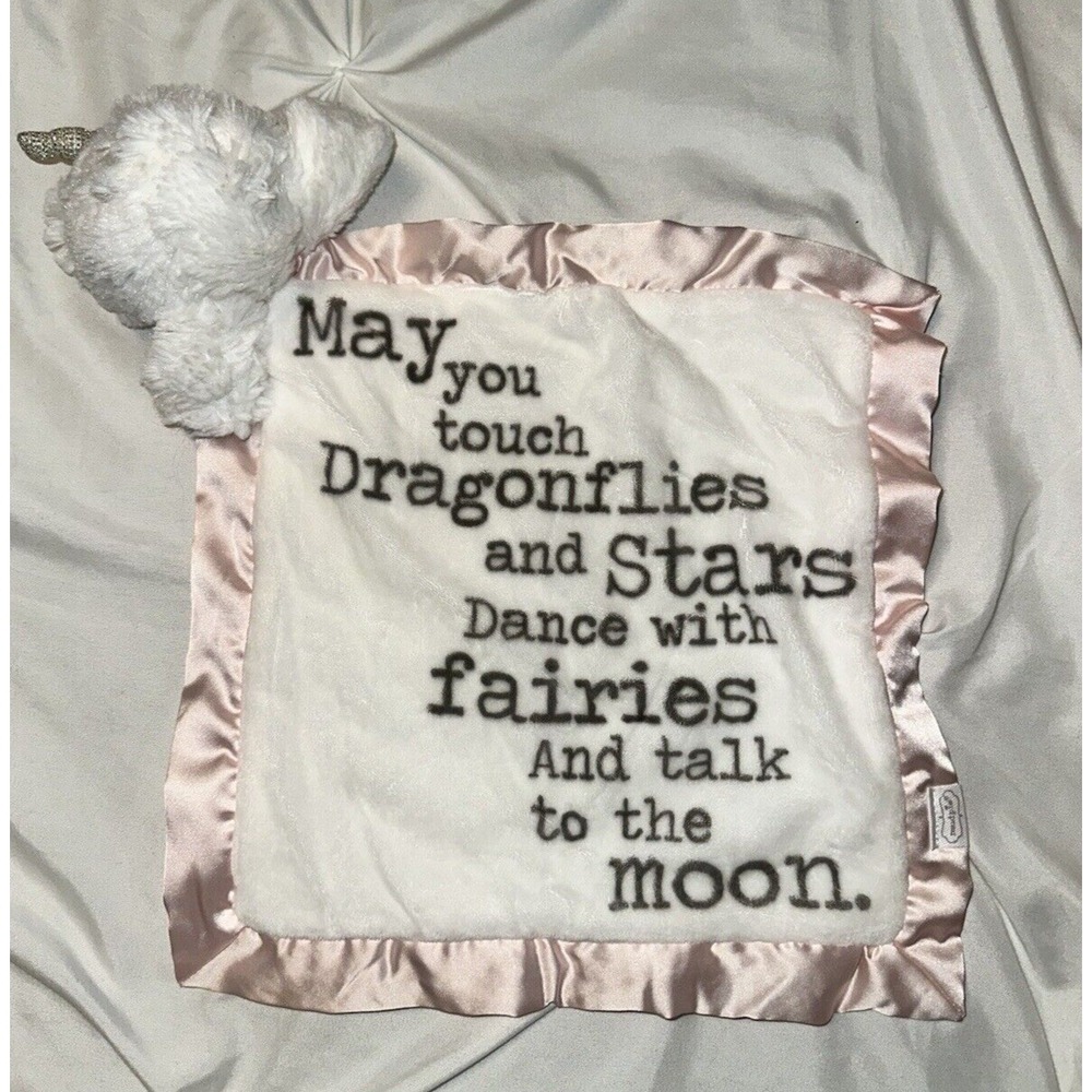 Mud Pie Lovey Security Blanket Unicorn touch stars dance fairies White